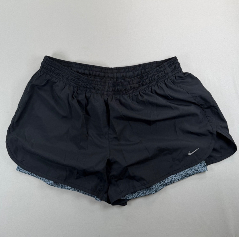 Nike Dri-Fit Black Activewear Shorts with Spandex Under Shorts (Women's XL)